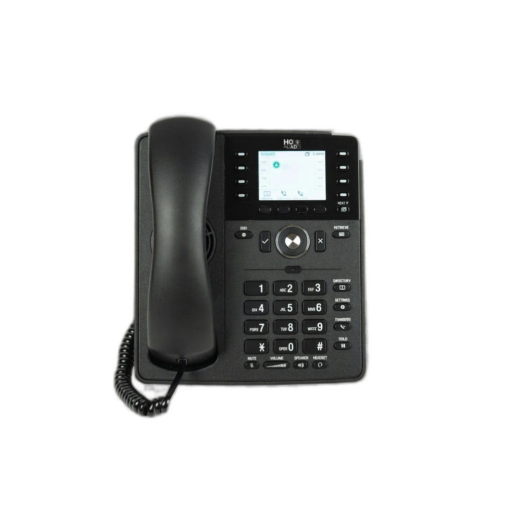 Sort bordtelefon på cream baggrund — B2B Telemarketing og mødebooking